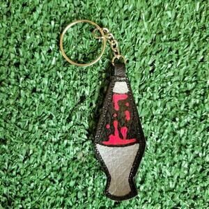 Handmade Earth Moon Crafts Lava Lamp Keychain - Pink